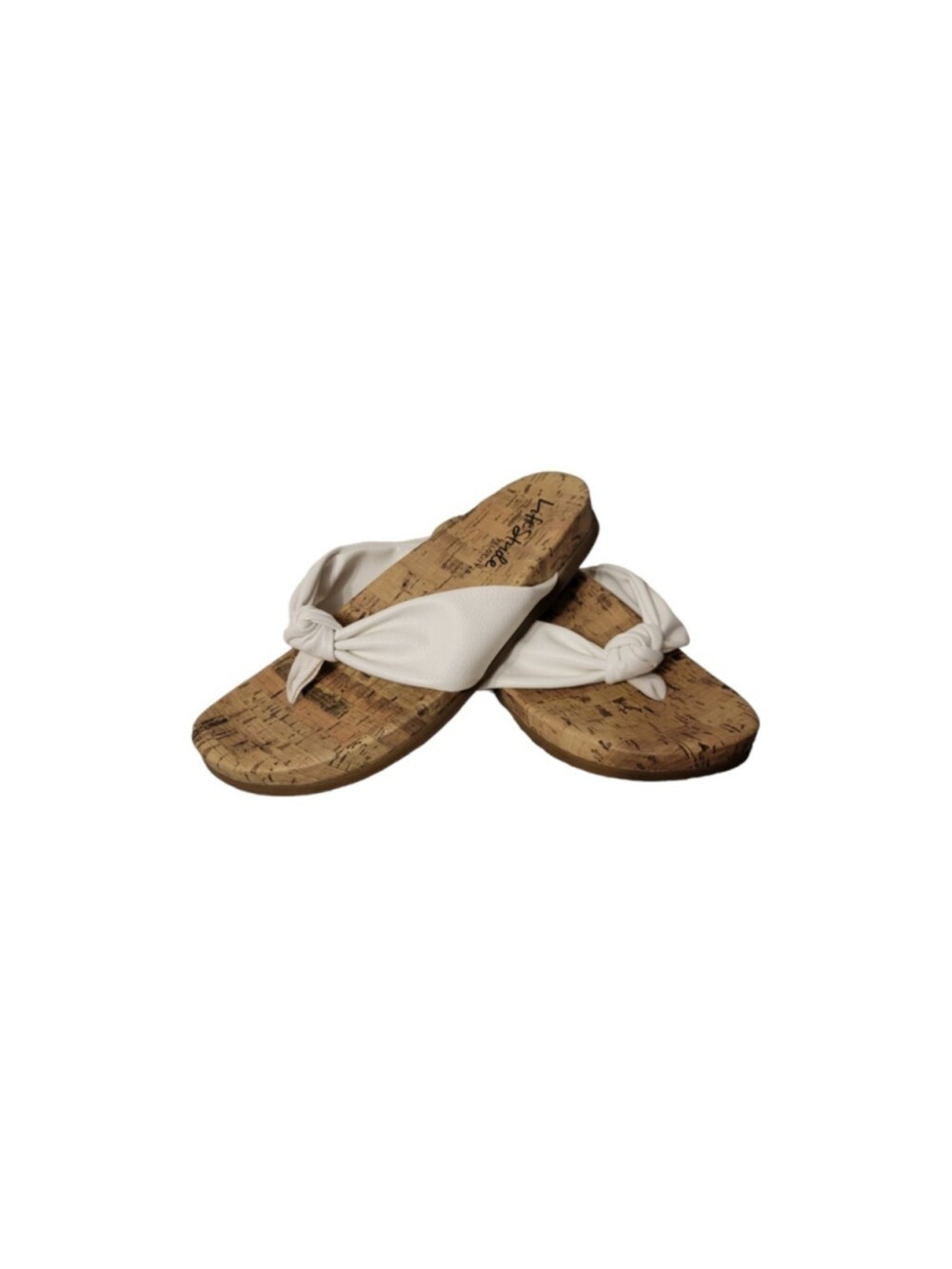 LifeStride Happy White Velocity 2.0 Cork Thong Slide Sandals